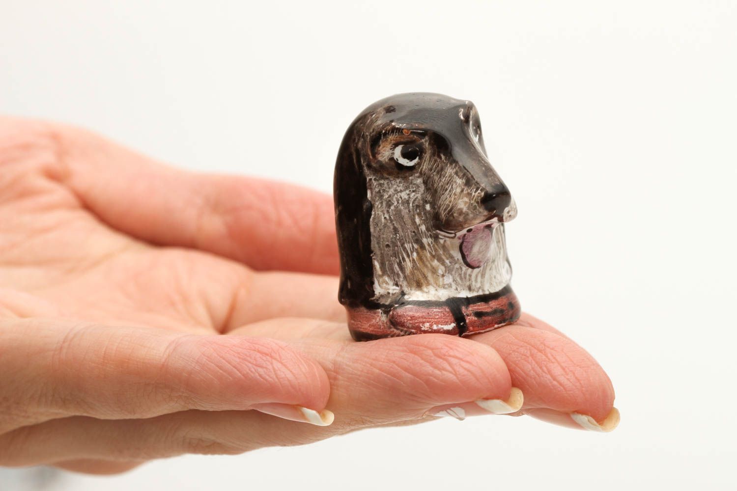 Dedal artesanal de arcilla perrito accesorio para costura regalo original foto 5