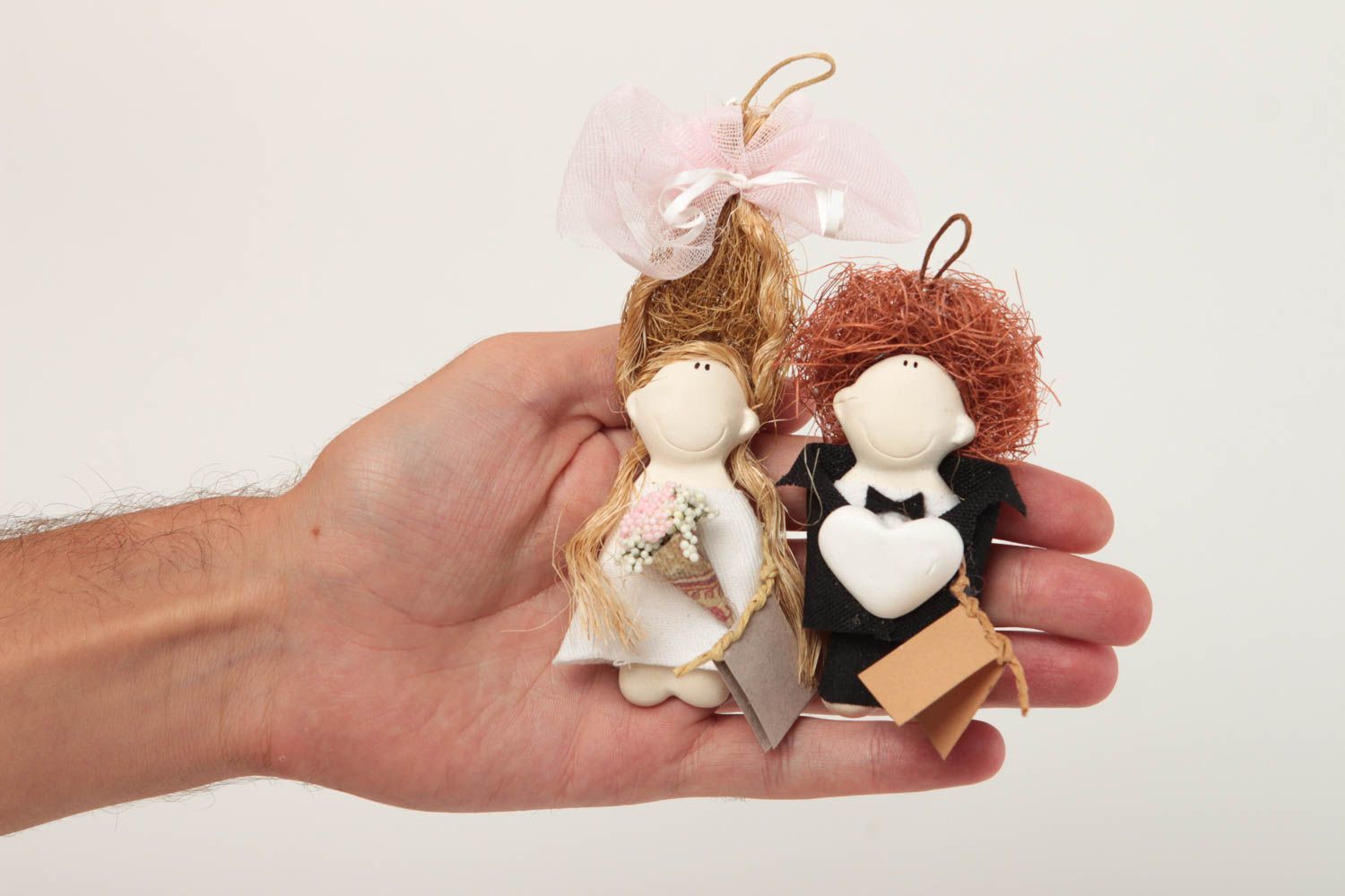 Handmade Deko Anhänger Set Haus Dekoration kleine Puppen 2 Stück aus Gips foto 5