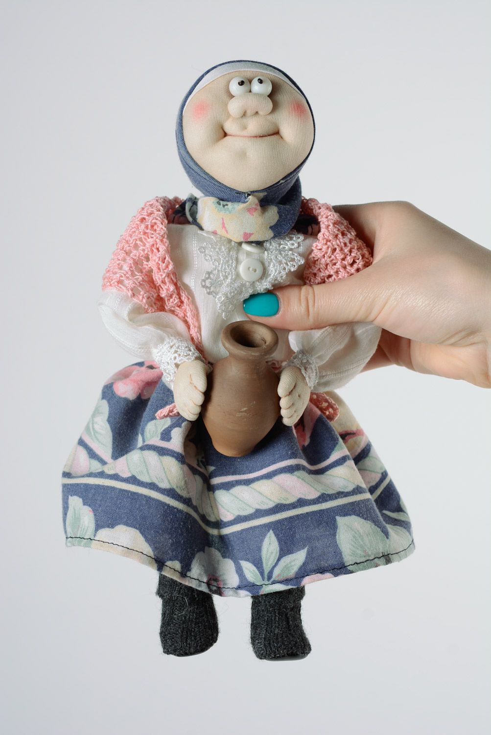Interior handmade doll made of nylon and cotton Hostess with Pitcher home decor photo 5