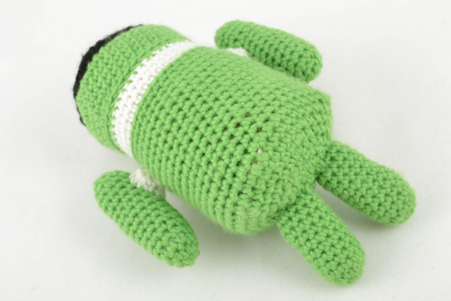 Giocattolo a maglia fatto a mano pupazzo morbido a forma di uomo verde foto 2