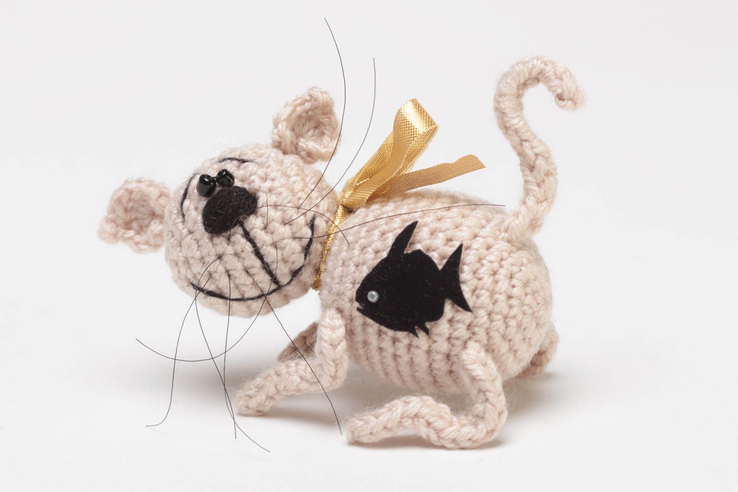 Weiches gehäkeltes Kuscheltier Katze handmade Künstler schön für Kinder Geschenk foto 2