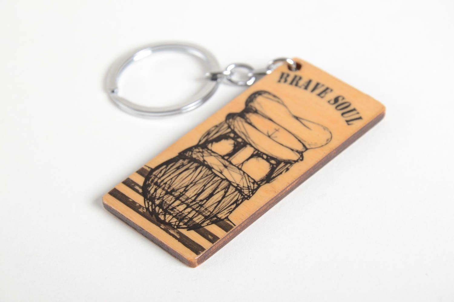 Handmade keychain wooden keychain unusual souvenir key accessory gift for men photo 3