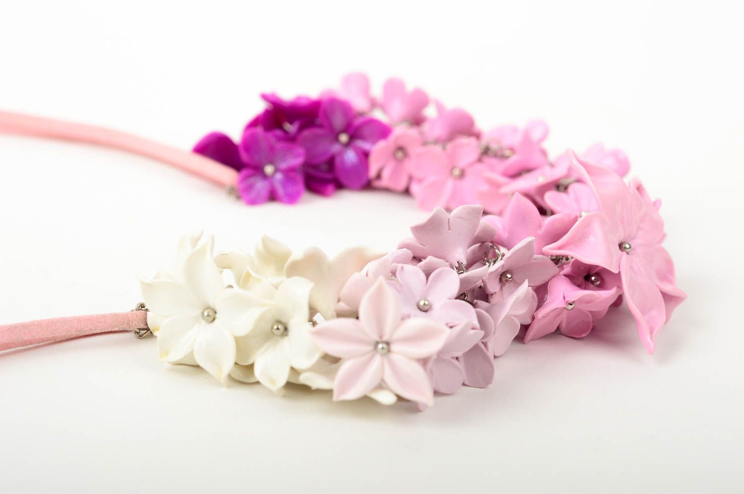 Collier fleurs Bijou fait main en pâte polymère élégant Cadeau pour femme photo 3