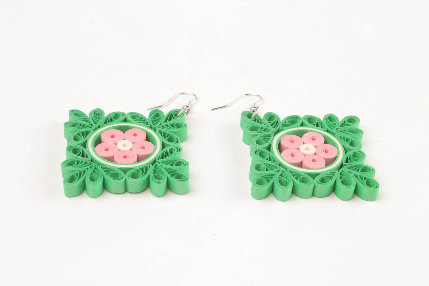 Square paper earrings photo 4