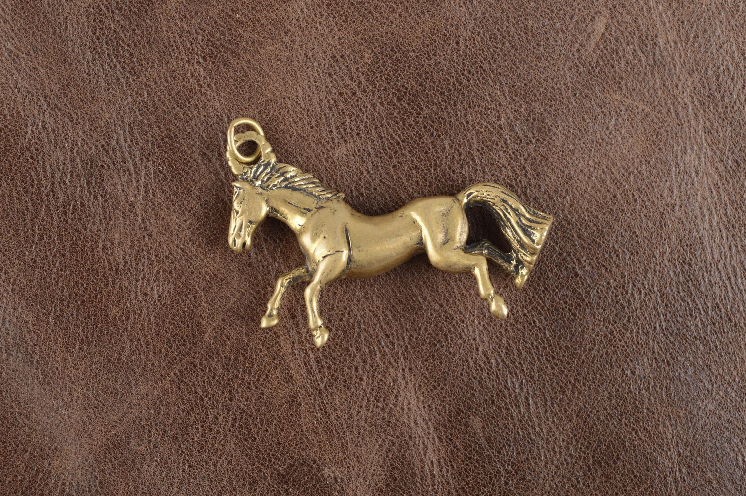 Handmade accessories bronze necklace metal pendant bronze jewelry horse pendant photo 1