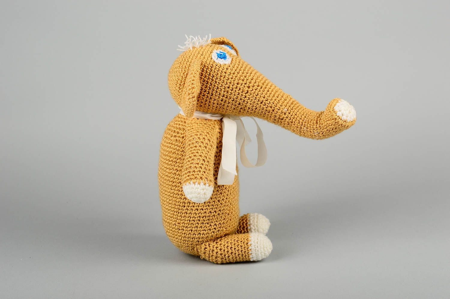 Jouet éléphant brun fait main Peluche tricot en coton au crochet Déco chambre photo 5