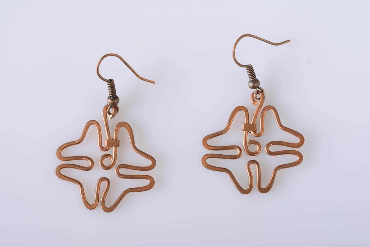 Handmade copper earrings beautiful designer earring leaf jewelry present photo 4