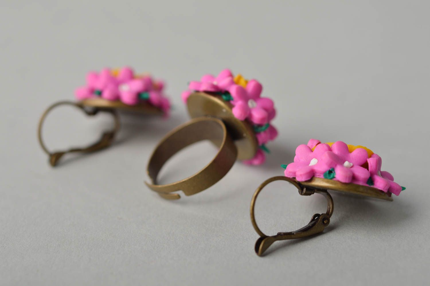 Handmade jewelry set designer accessories seal ring dangling earrings   photo 4