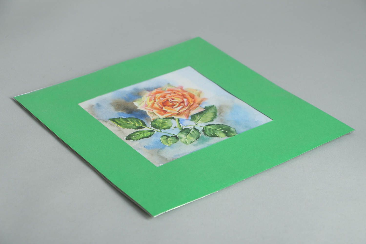 Homemade watercolor painting Rose photo 3