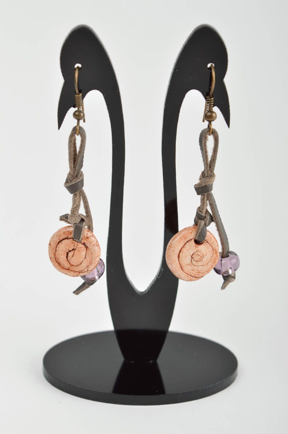 Beautiful handmade plastic earrings fashion accessories artisan jewelry  photo 2