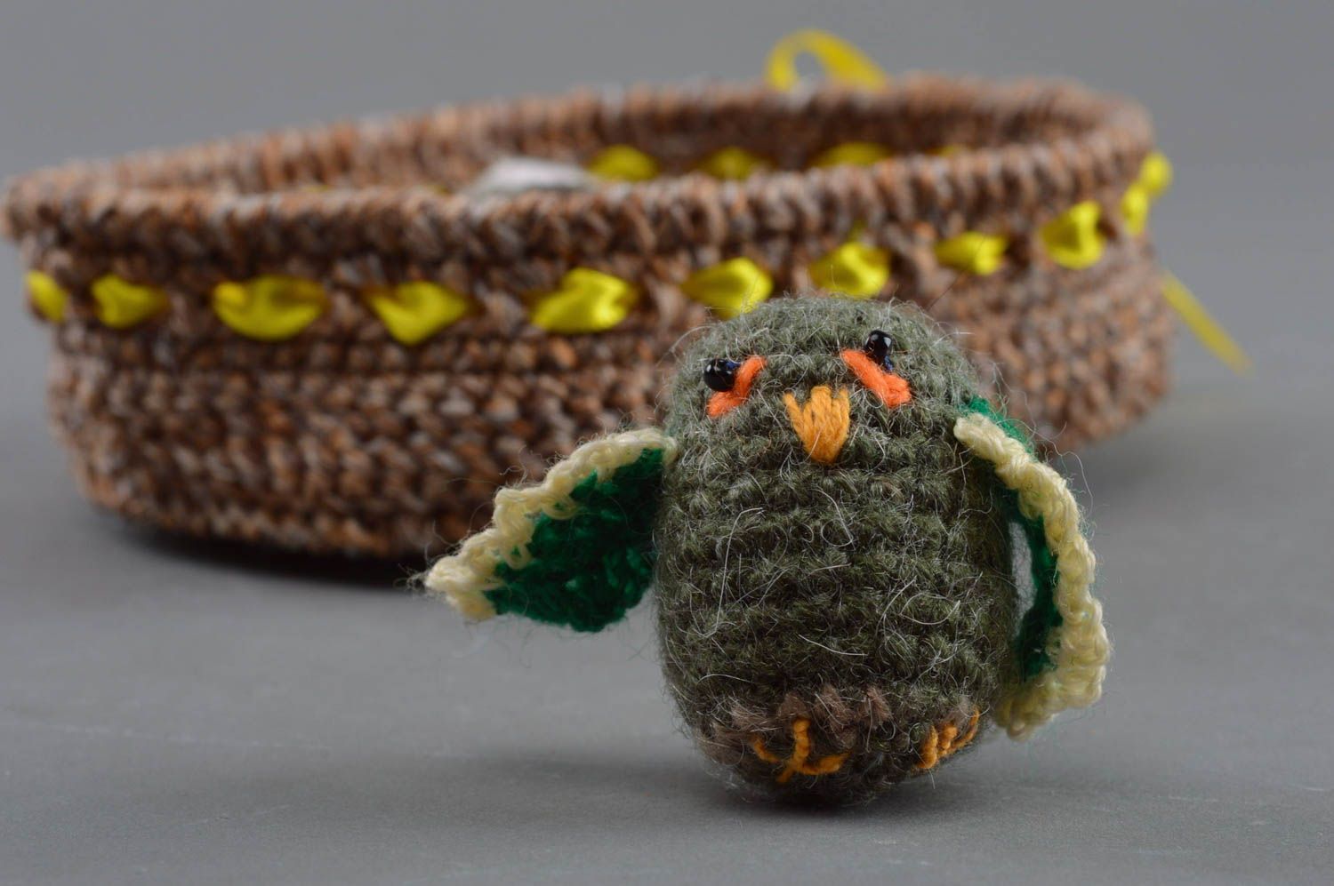 Peluche tricotée en acryle et laine chouette faite main jouet de design photo 3