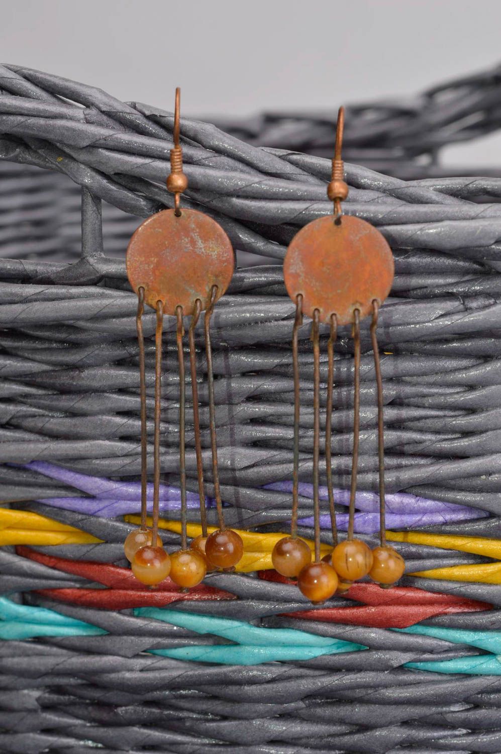 Unusual handmade metal earrings stylish copper earrings fashion trends photo 1