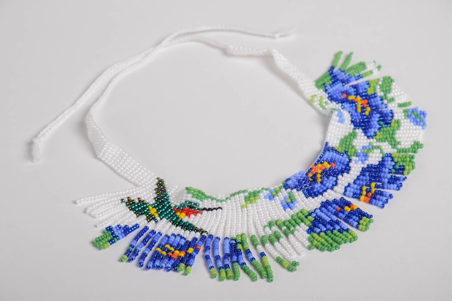 Handmade beaded necklace accessory in ethnic style festive flower jewelry photo 4