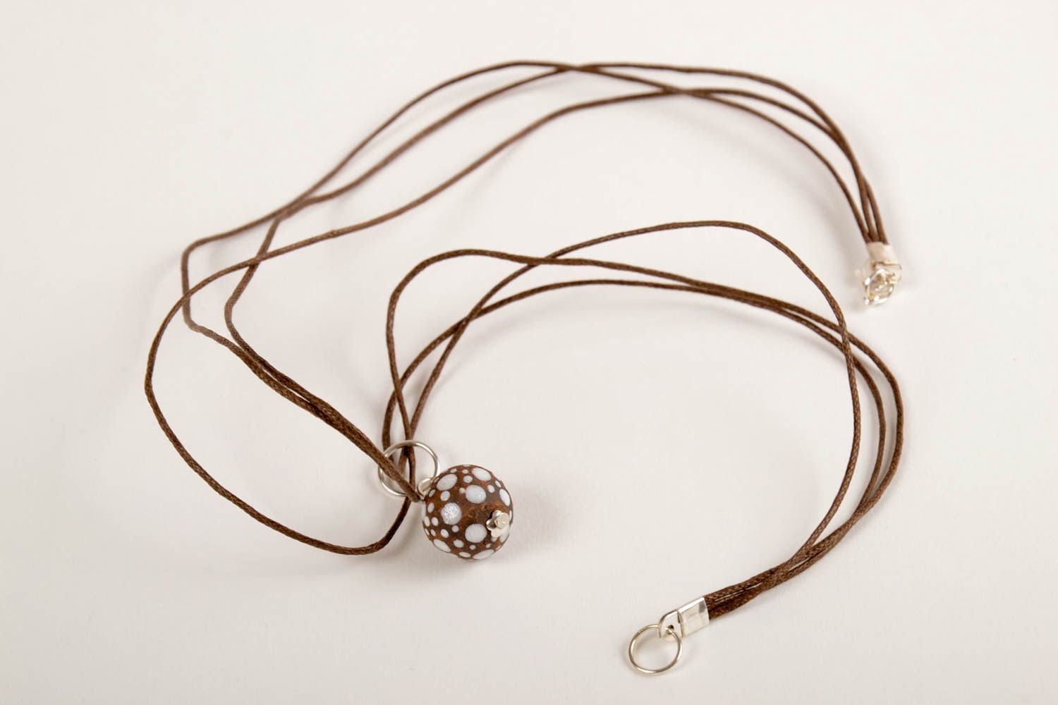 Stylish pendant on lace ceramic handmade pendant female accessory gift photo 5