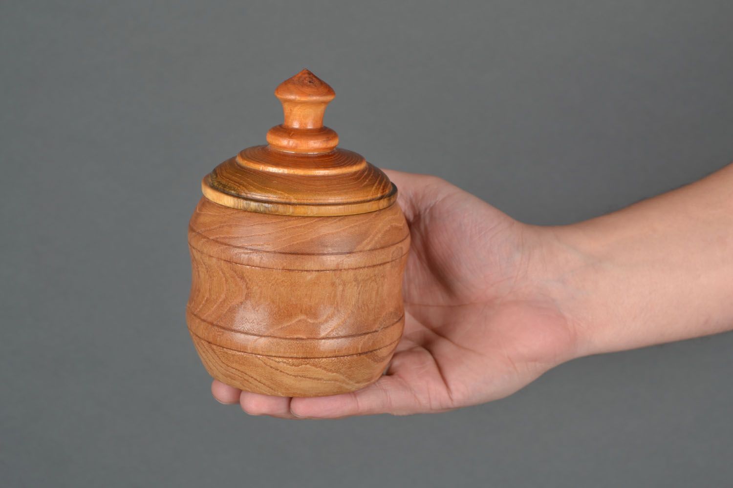 Bonbonnière faite main en bois d'acacia photo 2