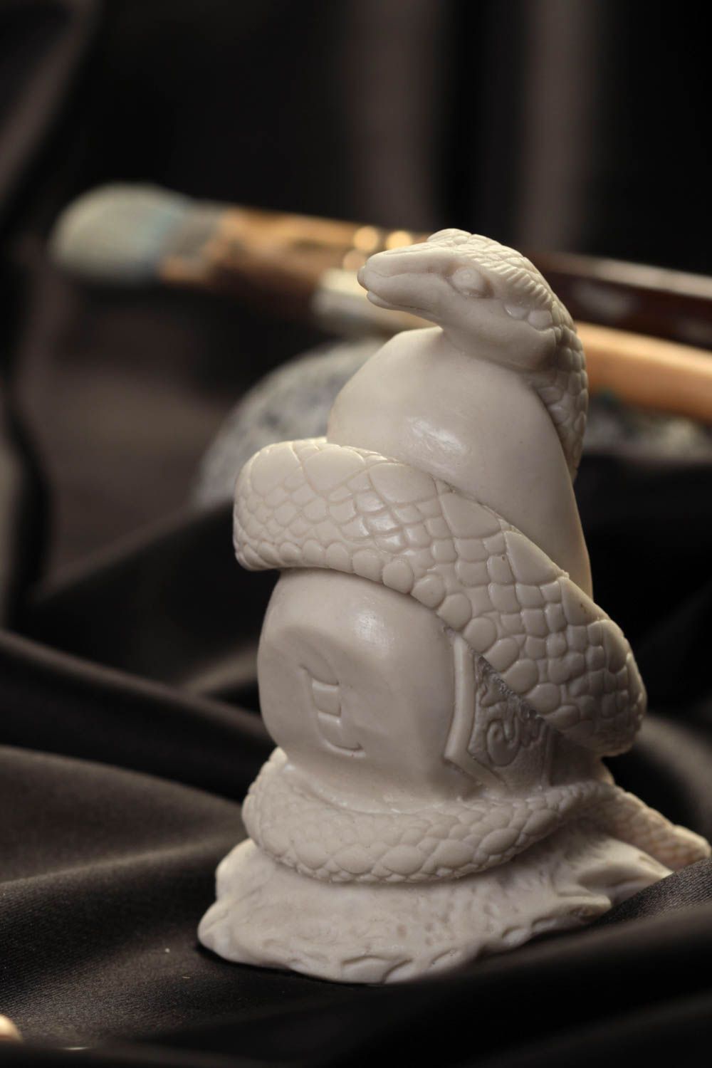 Handmade snake netsuke statuette designer blank for painting polymer resin decor photo 1
