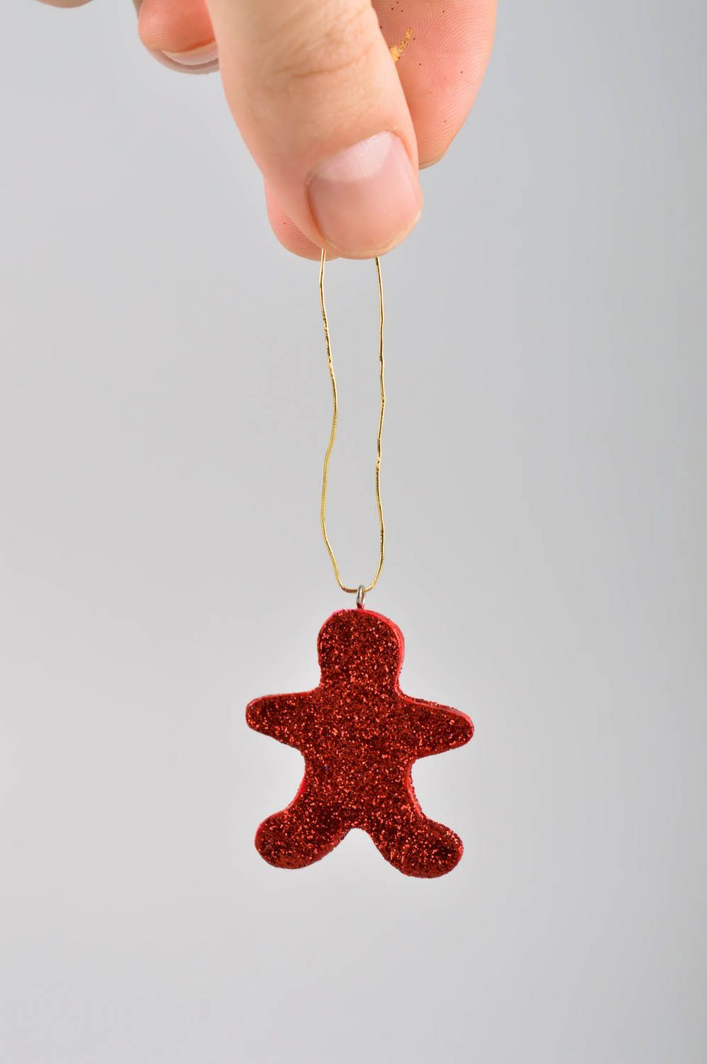 Игрушка на елку handmade декор для дома игрушка из полимерной глины красная фото 5