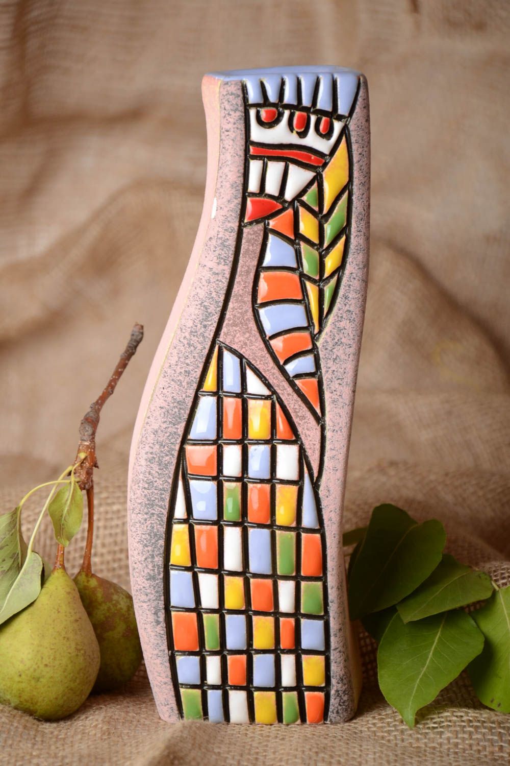 Vase argile fait main Déco maison design sympa Cadeau original pour femme photo 1