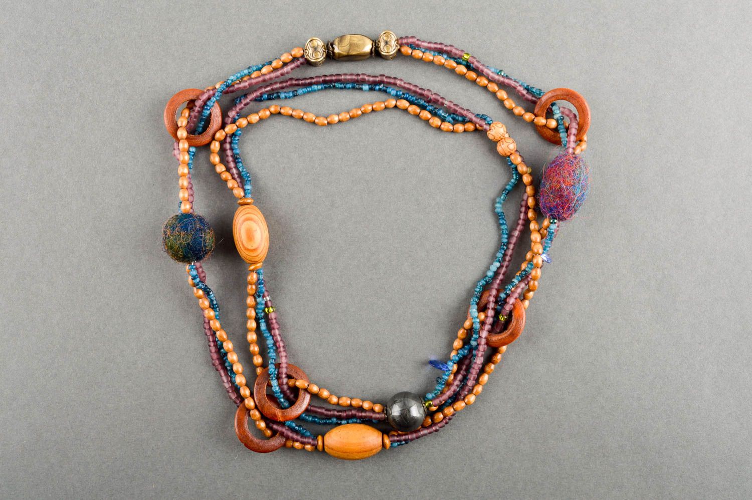 BUY Unusual Handmade Beaded Necklace Bead Necklace Design Wooden 