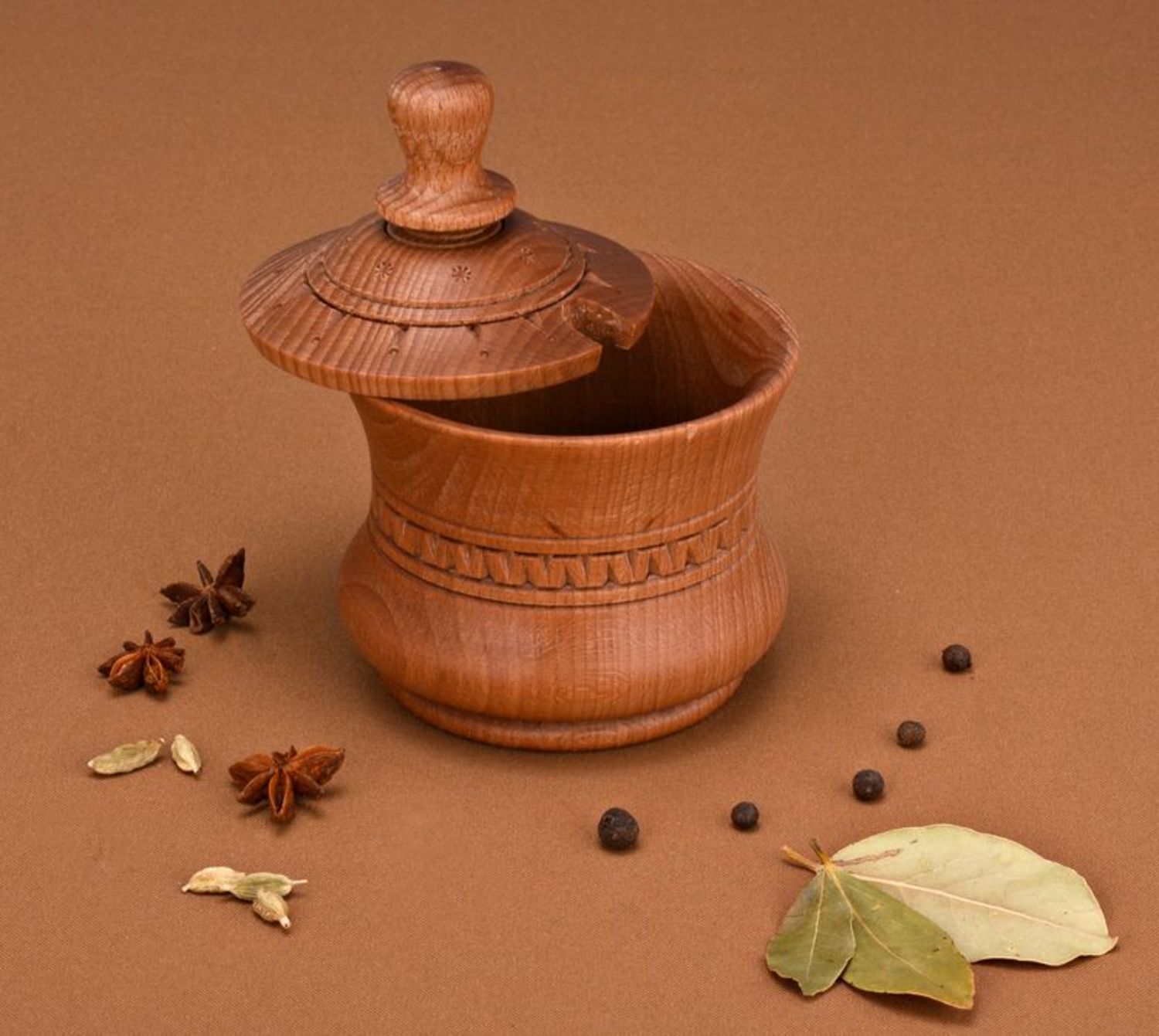 Wooden handmade 10 oz honey pot with lid 0,7 lb photo 1
