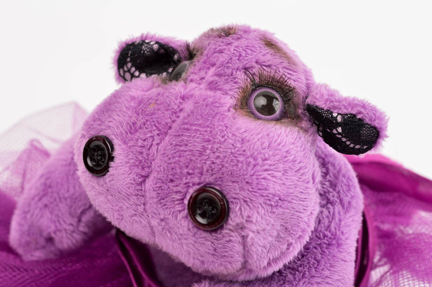 Juguete artesanal hipopótamo lila bonito peluche original regalo para niños foto 4