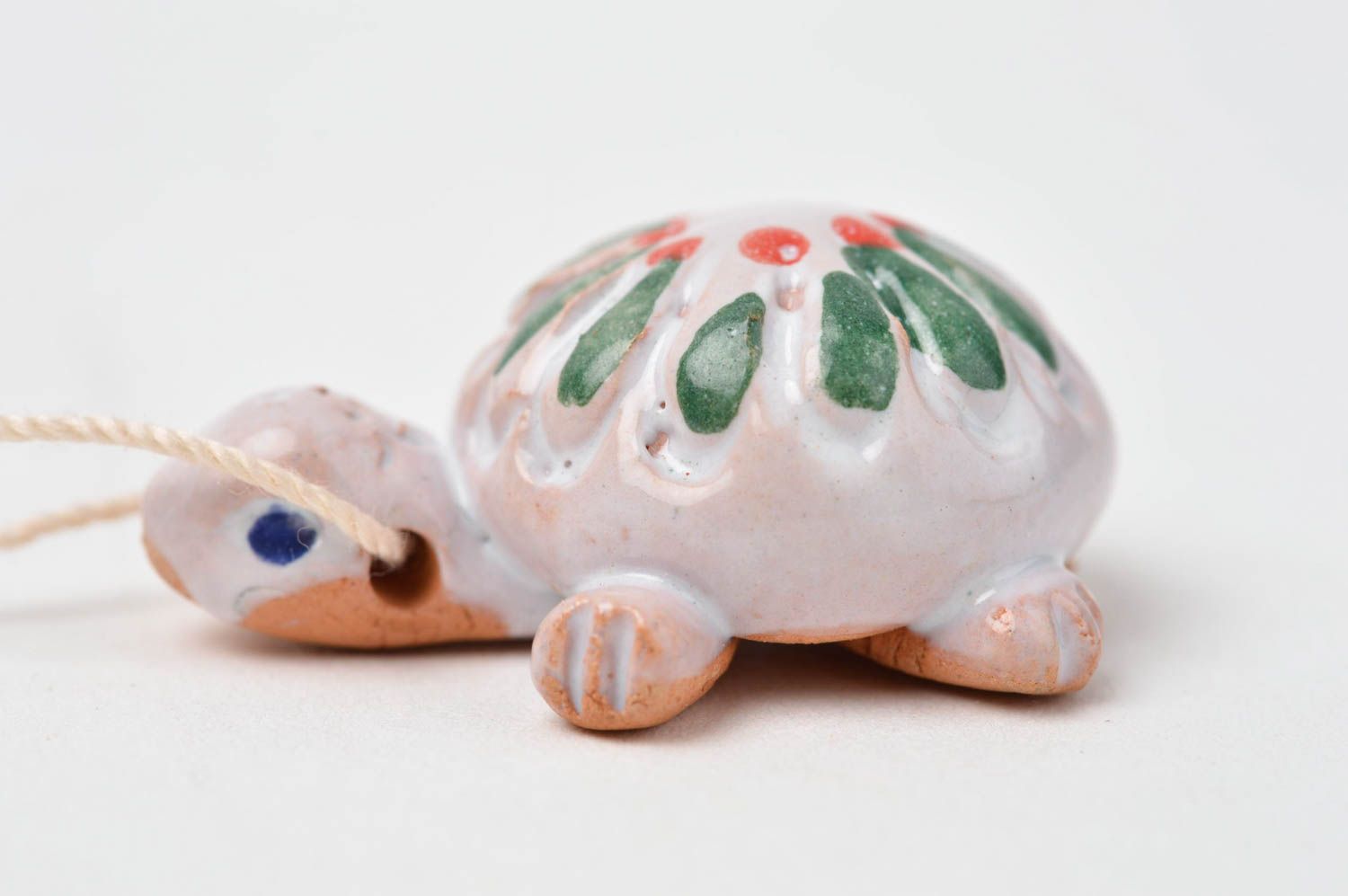 Декоративная подвеска ручной работы игрушка из глины фигурка животного черепаха фото 2