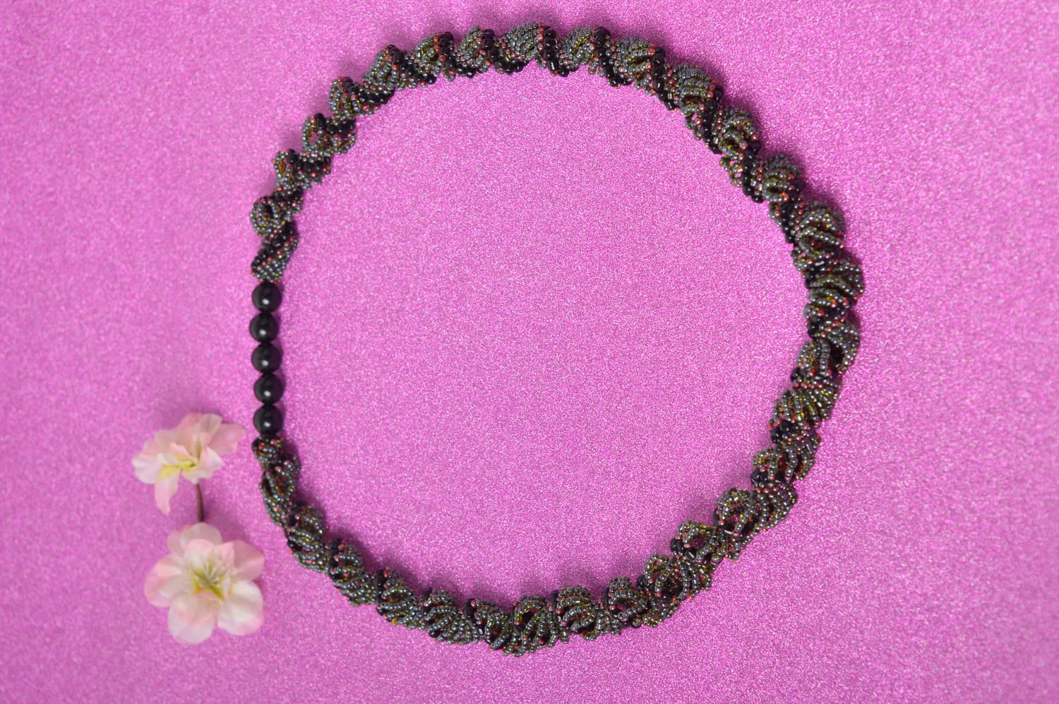 Handmade Schmuck Rocailles Kette Collier Halskette Accessoire für Frauen Spirale foto 1