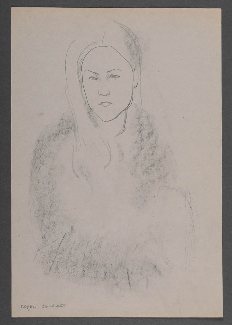 Portrait noir et blanc dessin d'une femme photo 1