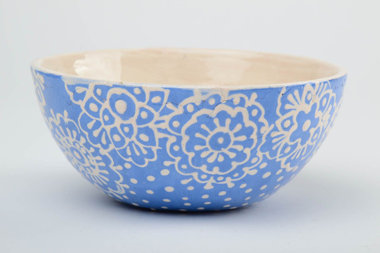 Handmade beautiful glazed ceramic deep bowl eco friendly kitchen pottery 500ml photo 3