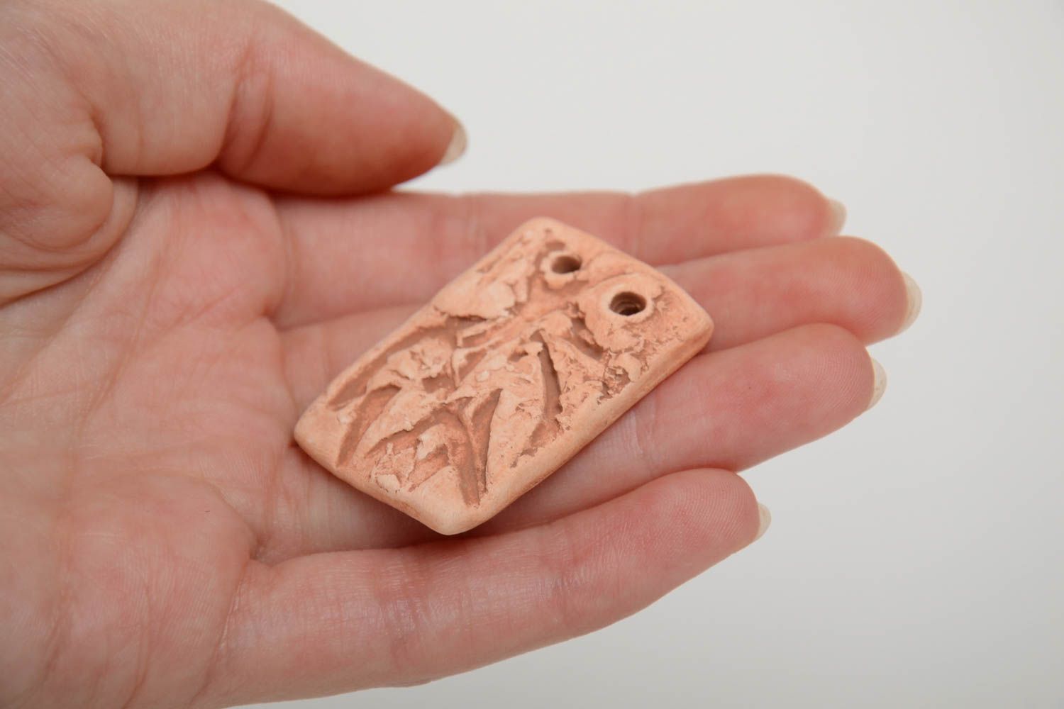 Small eco friendly handmade ceramic pendant jewelry component photo 5
