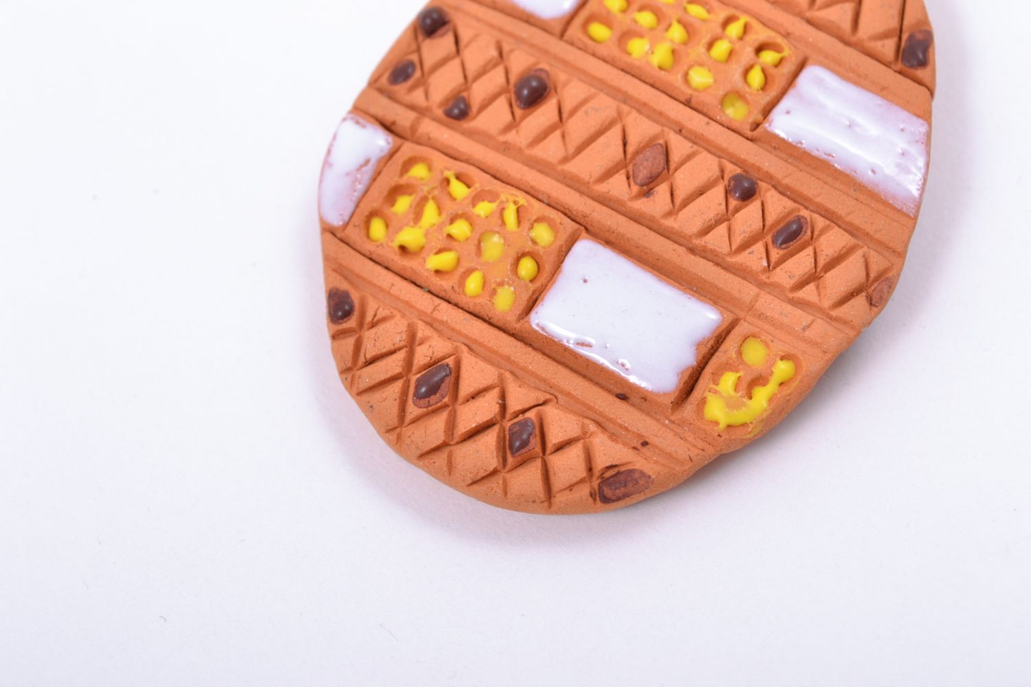 Porte-clefs en terre cuite à motif peint de couleurs acryliques fait main photo 3
