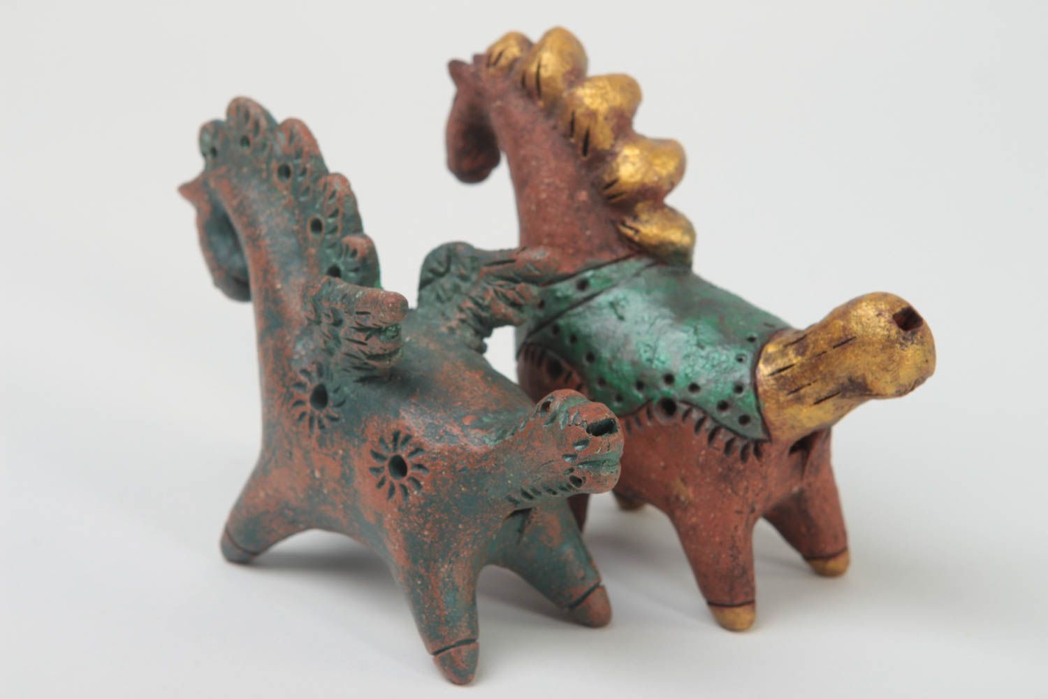 Keramik Tierfiguren handmade Figuren aus Ton 2 Stück Pferde Wohnzimmer Deko foto 4