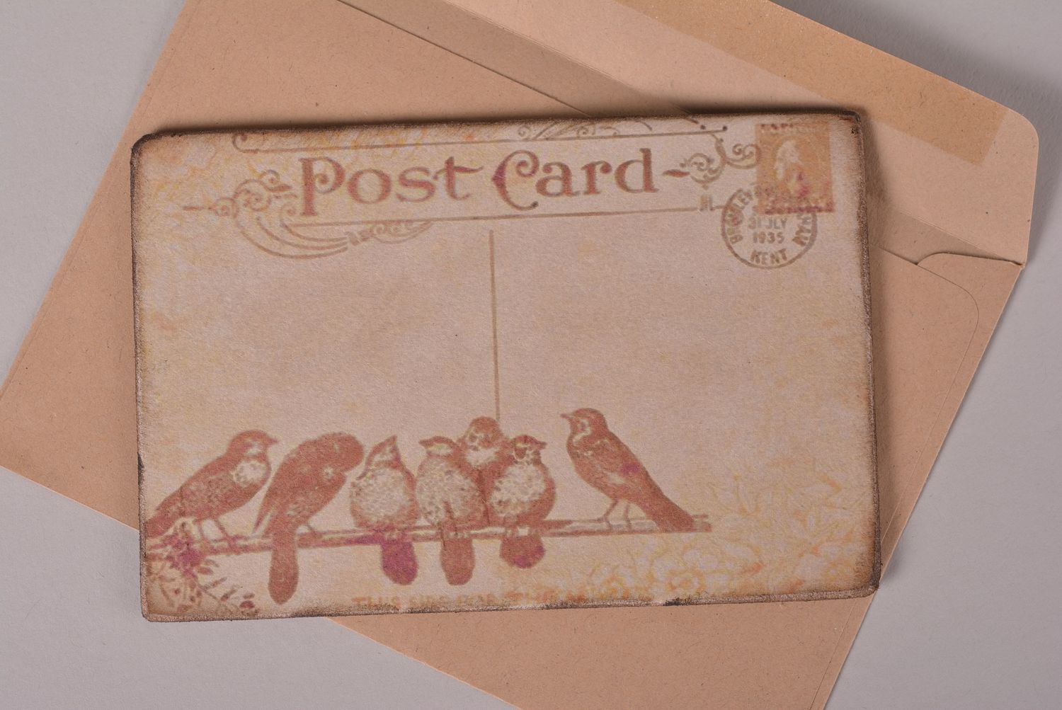 Handmade schöne Grusskarte Schupp Postkarte Holz Grußkarte Designer auffallend
 foto 2