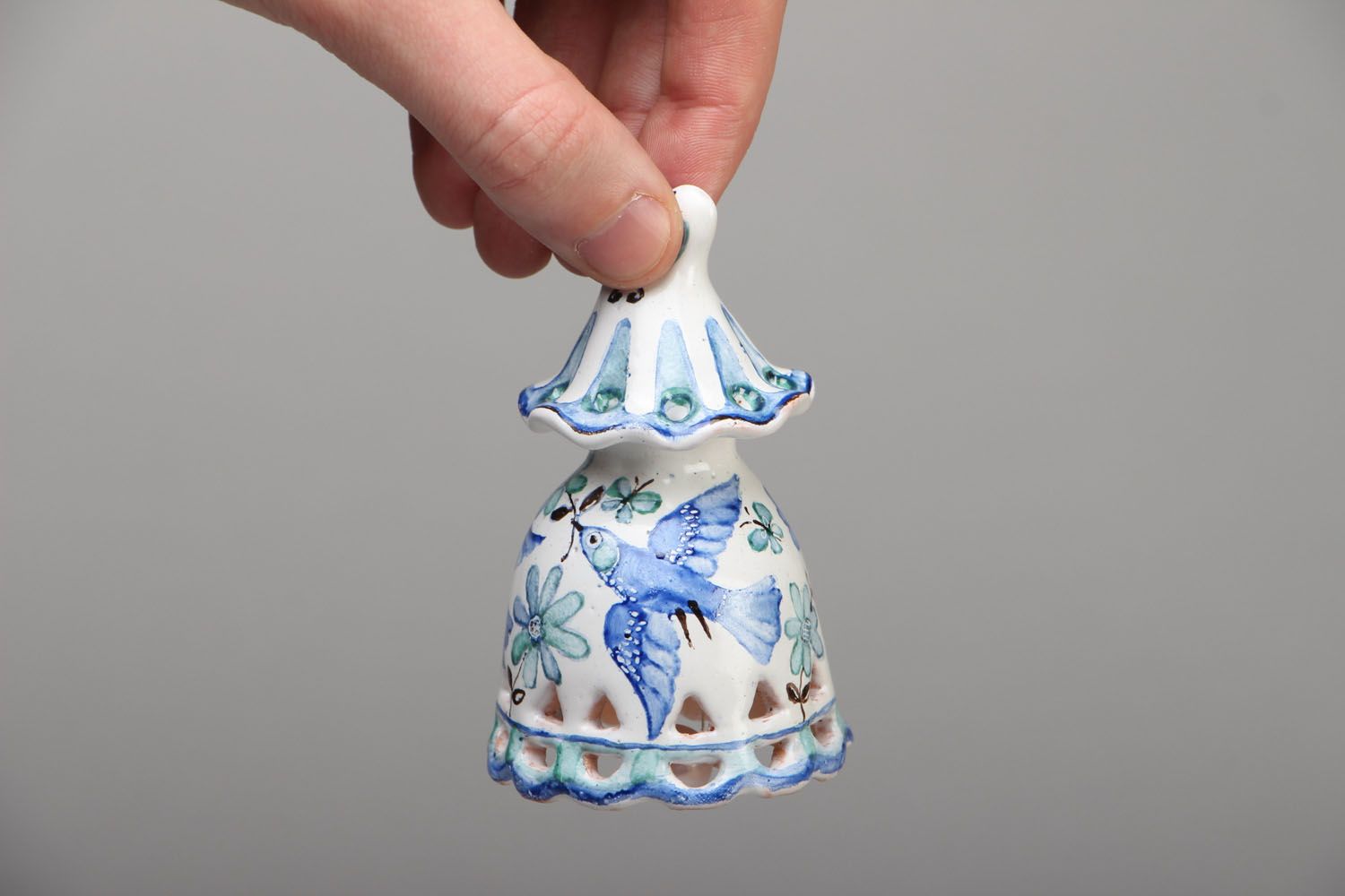 Cloche miniature céramique peinte faite main photo 4