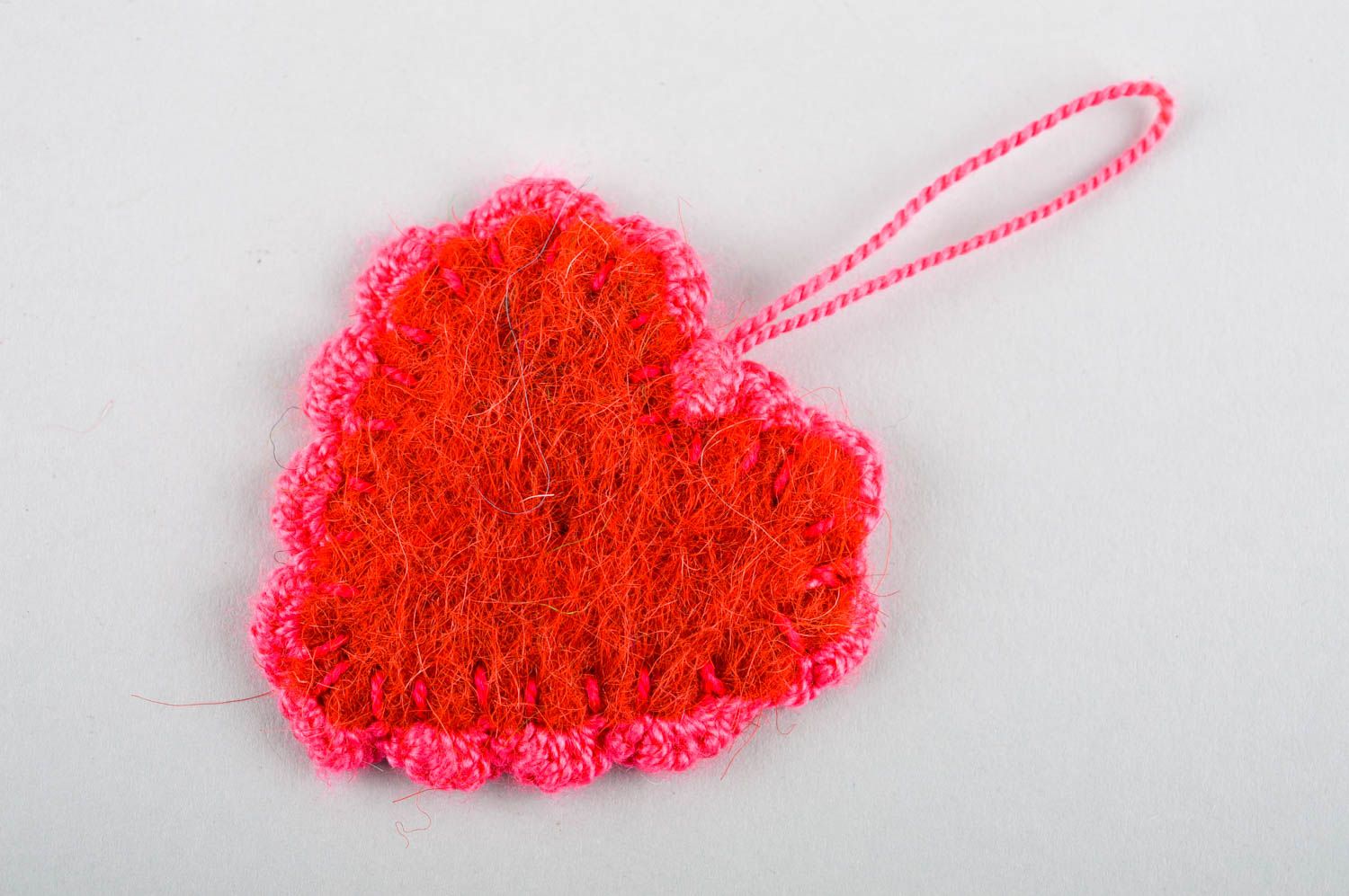 Llavero hecho a mano corazón rojo Love adorno de lana regalo original foto 3