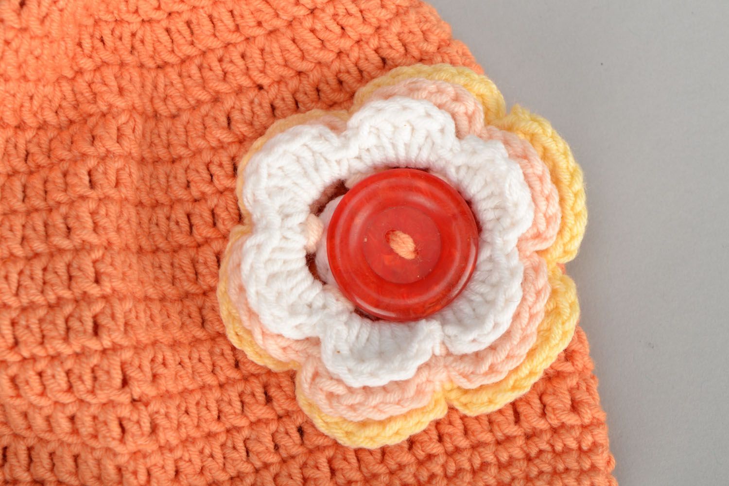 Bonnet pour bébé au crochet avec fleur fait main photo 2