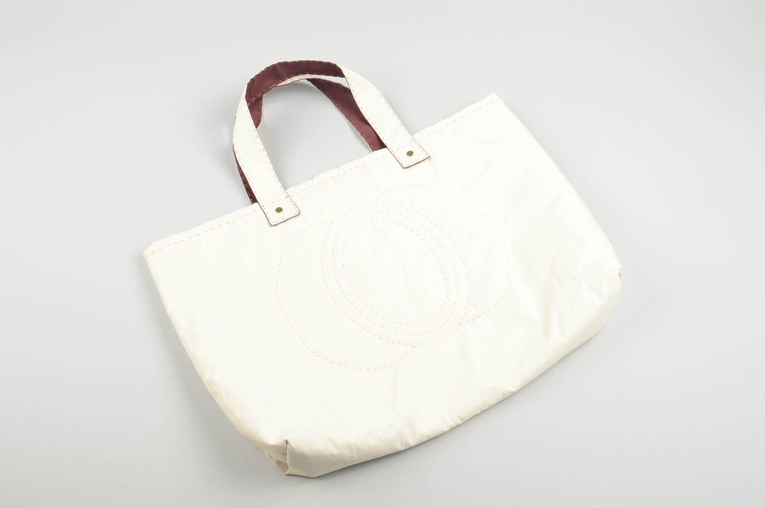 Handmade white bag unusual gift women bag fabric handbag design bag summer bag photo 3
