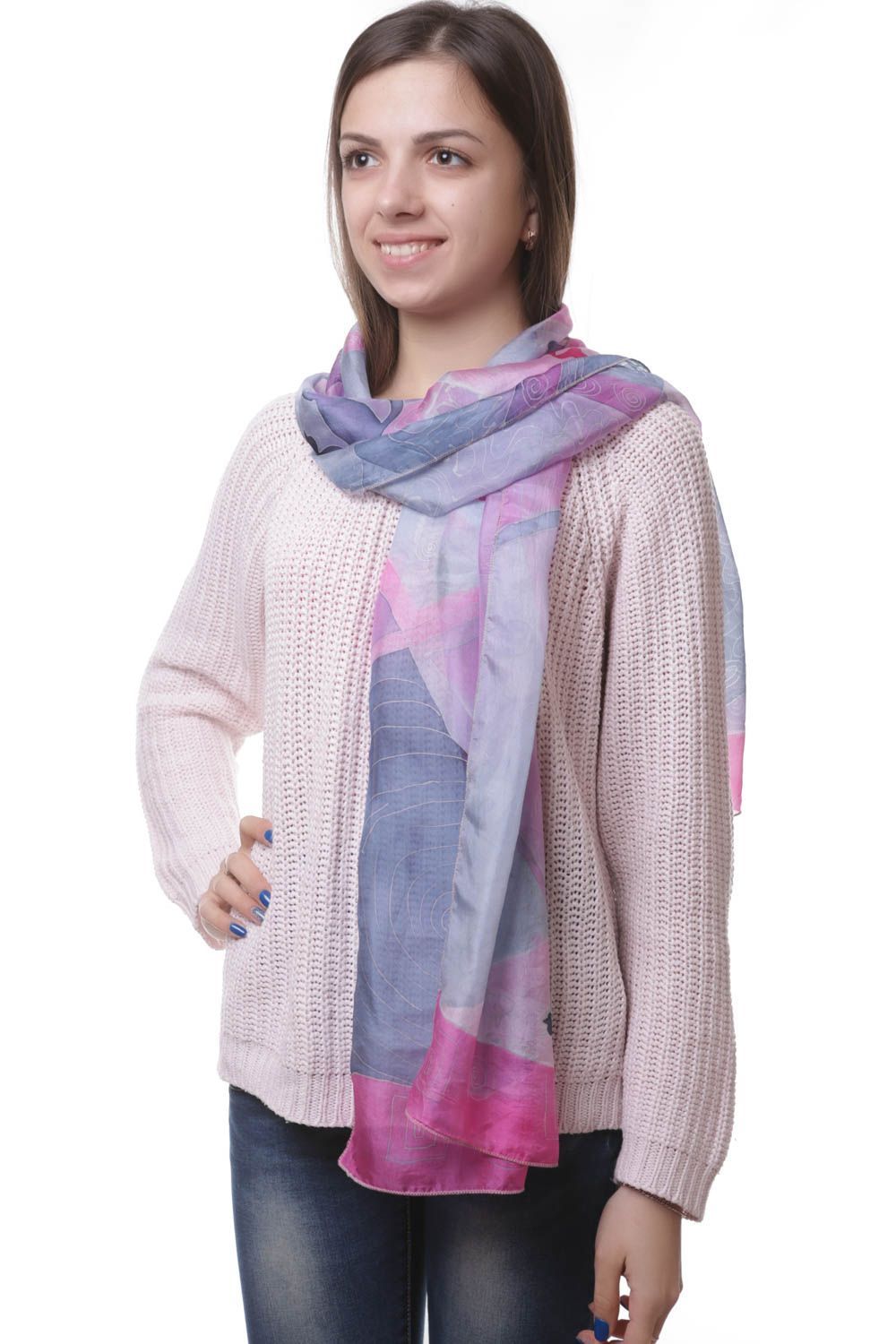 Batik silk scarf Lilac photo 1