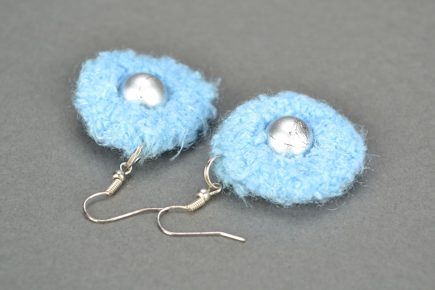 Round crocheted earrings photo 4