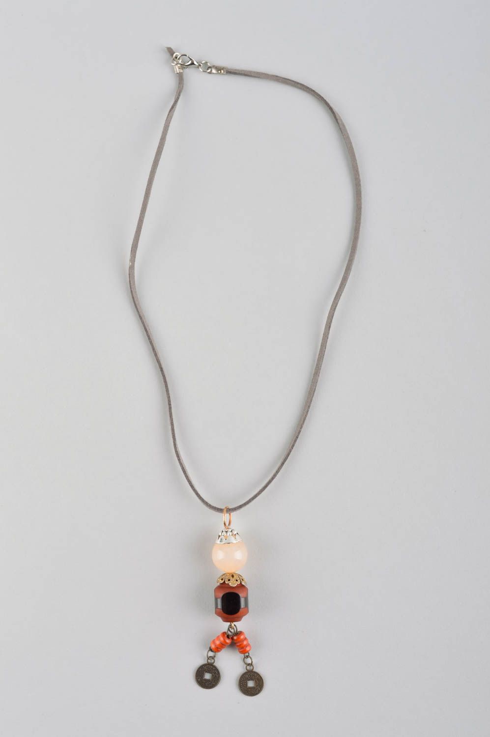 Wooden pendant handmade beaded pendant for women cord pendant fashion jewelry photo 2