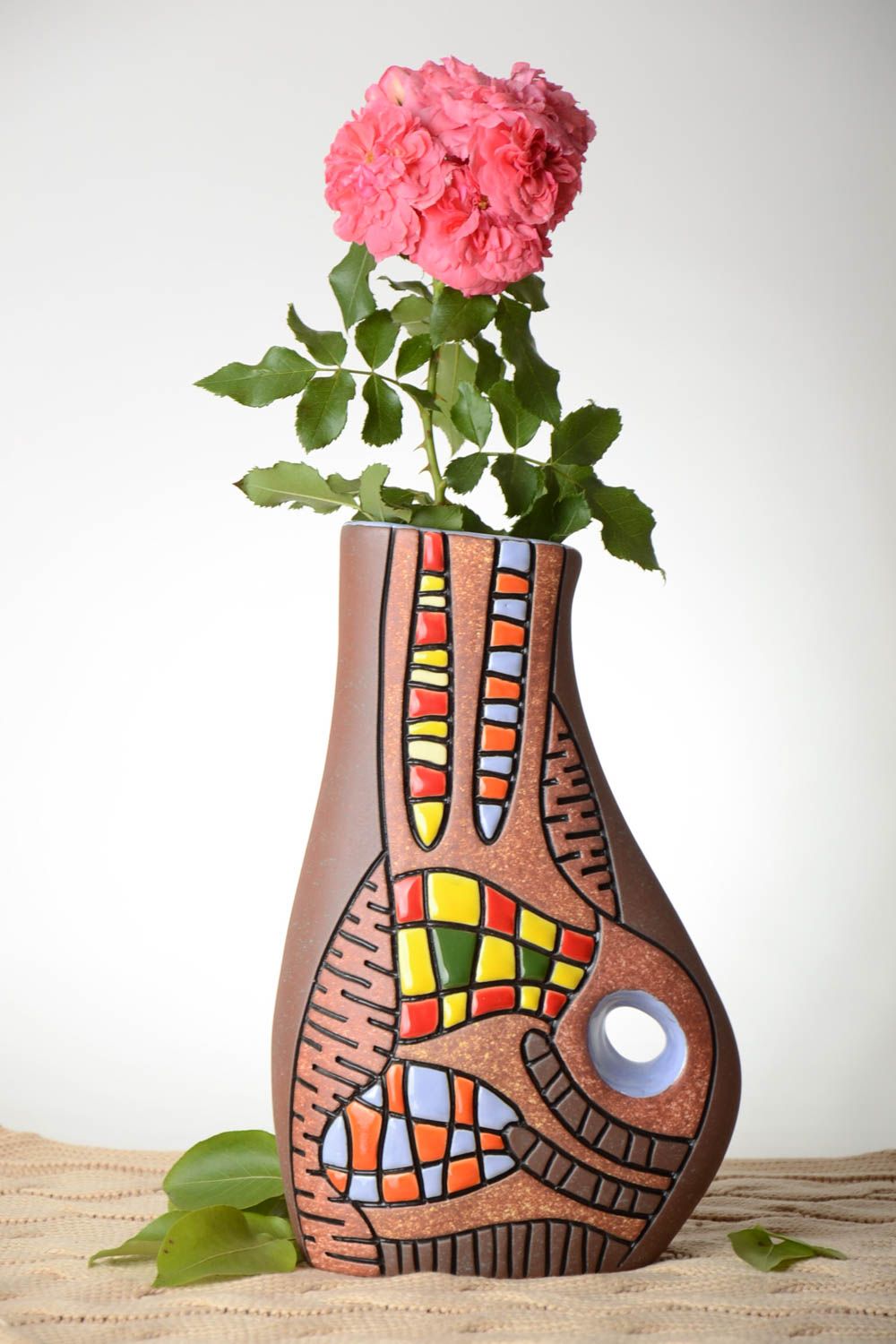 Modern style 60 oz ceramic flower vase for table décor 11, 3 lb photo 1