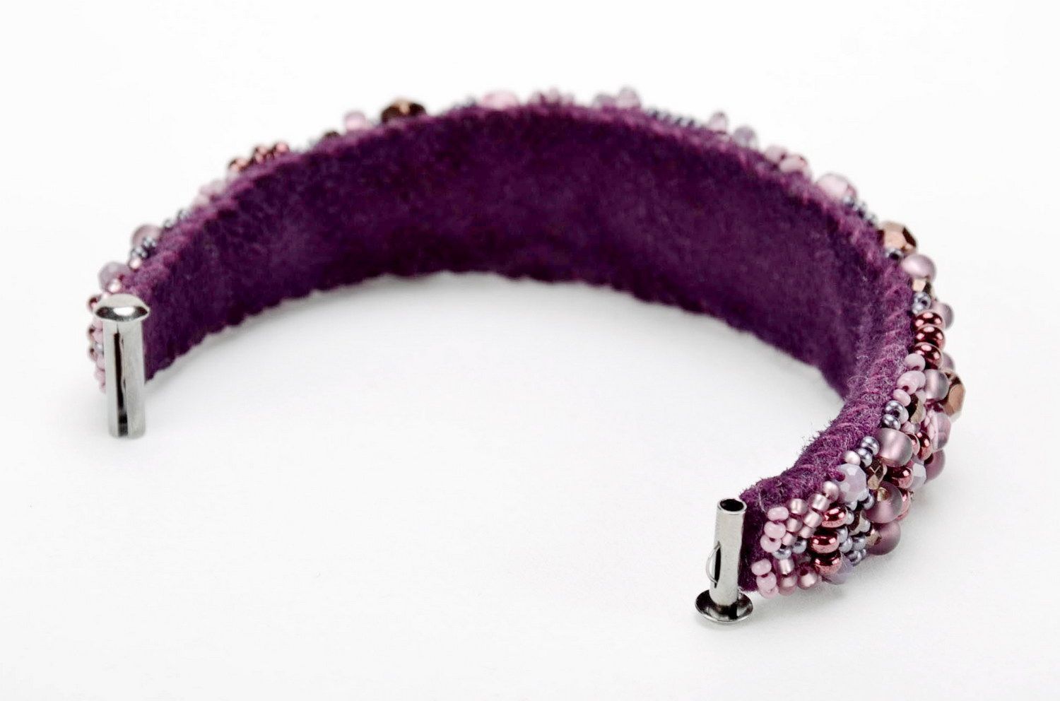 Bracelet en cristal, néphrite et perles de rocaille violet photo 1