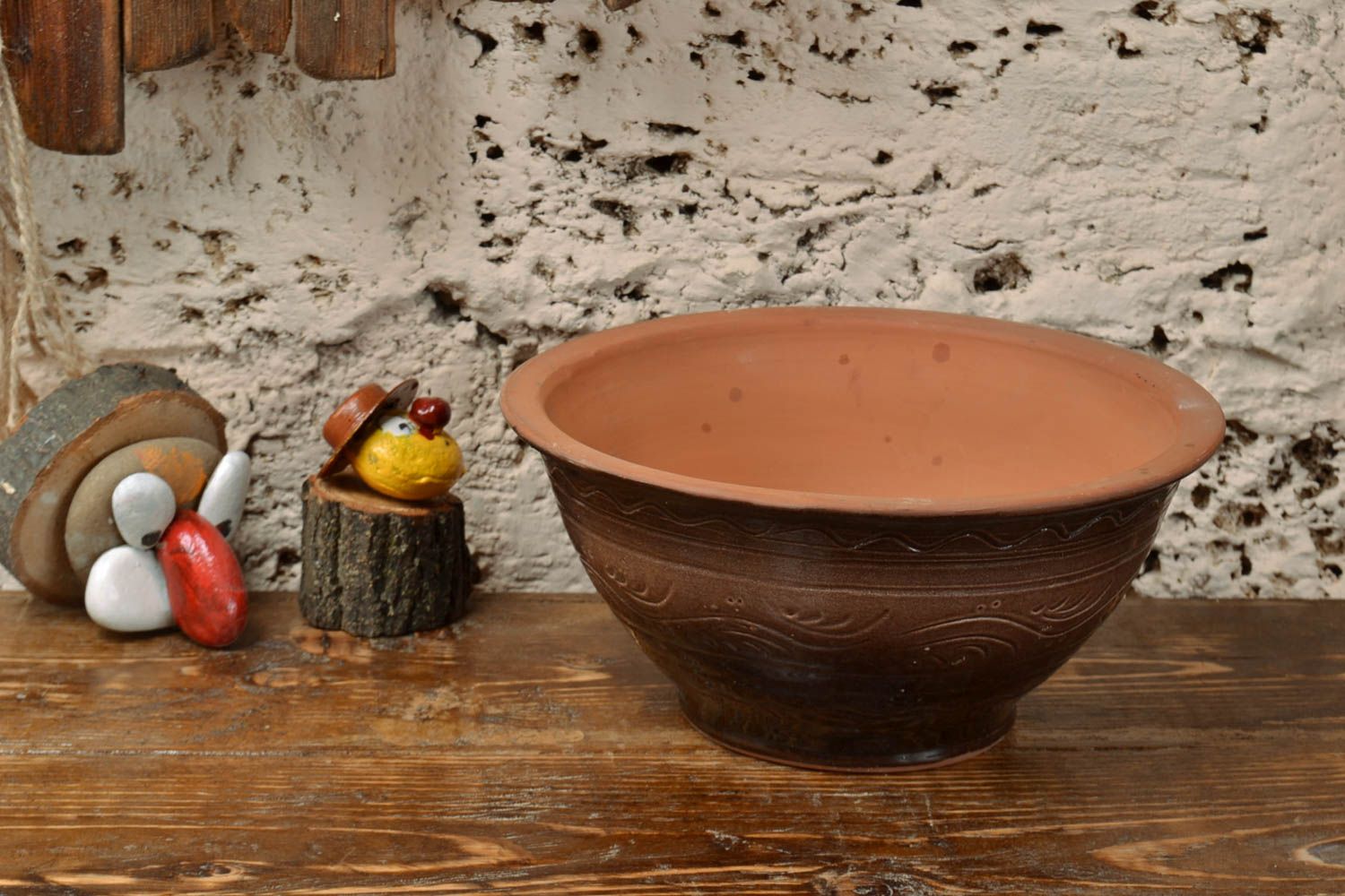Large handmade designer glazed clay bowl 2 l eco kitchenware ideas photo 1