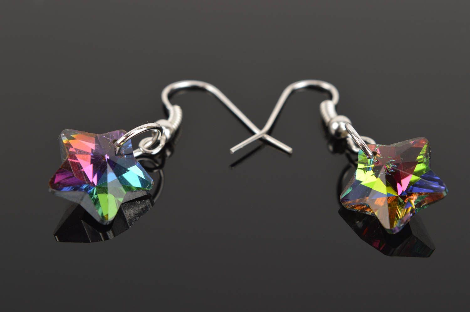 Boucles d'oreilles étoile Bijou fait main Accessoire femme verre multicolore photo 1