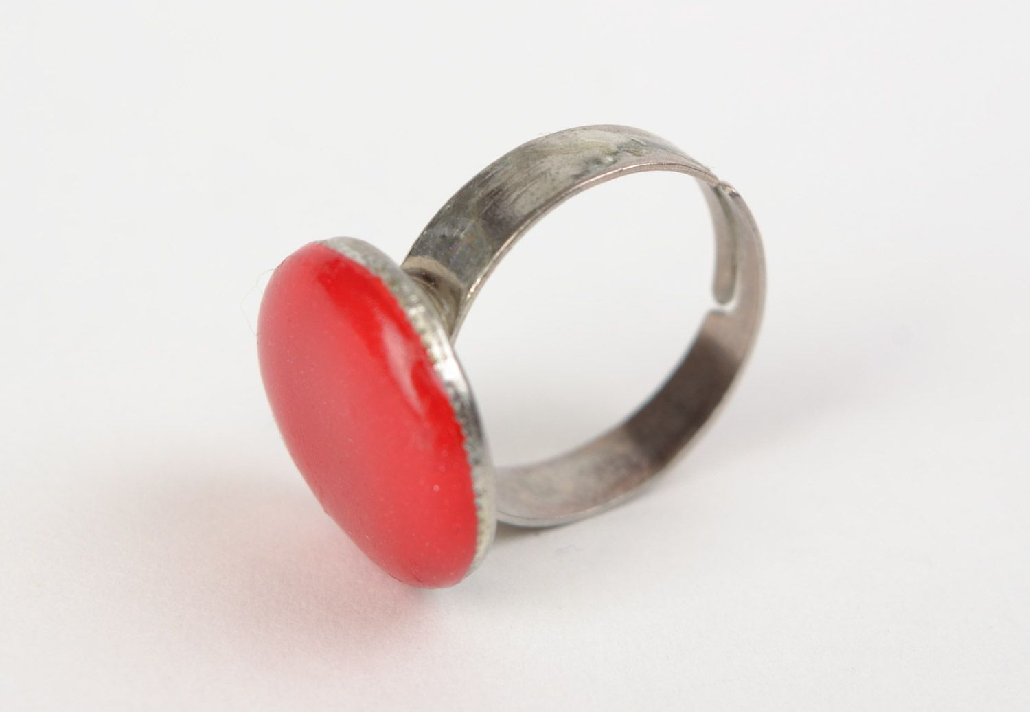 Handmade schöner origineller offener Ring mit Epoxidharz in Rot elegant für Frau foto 4