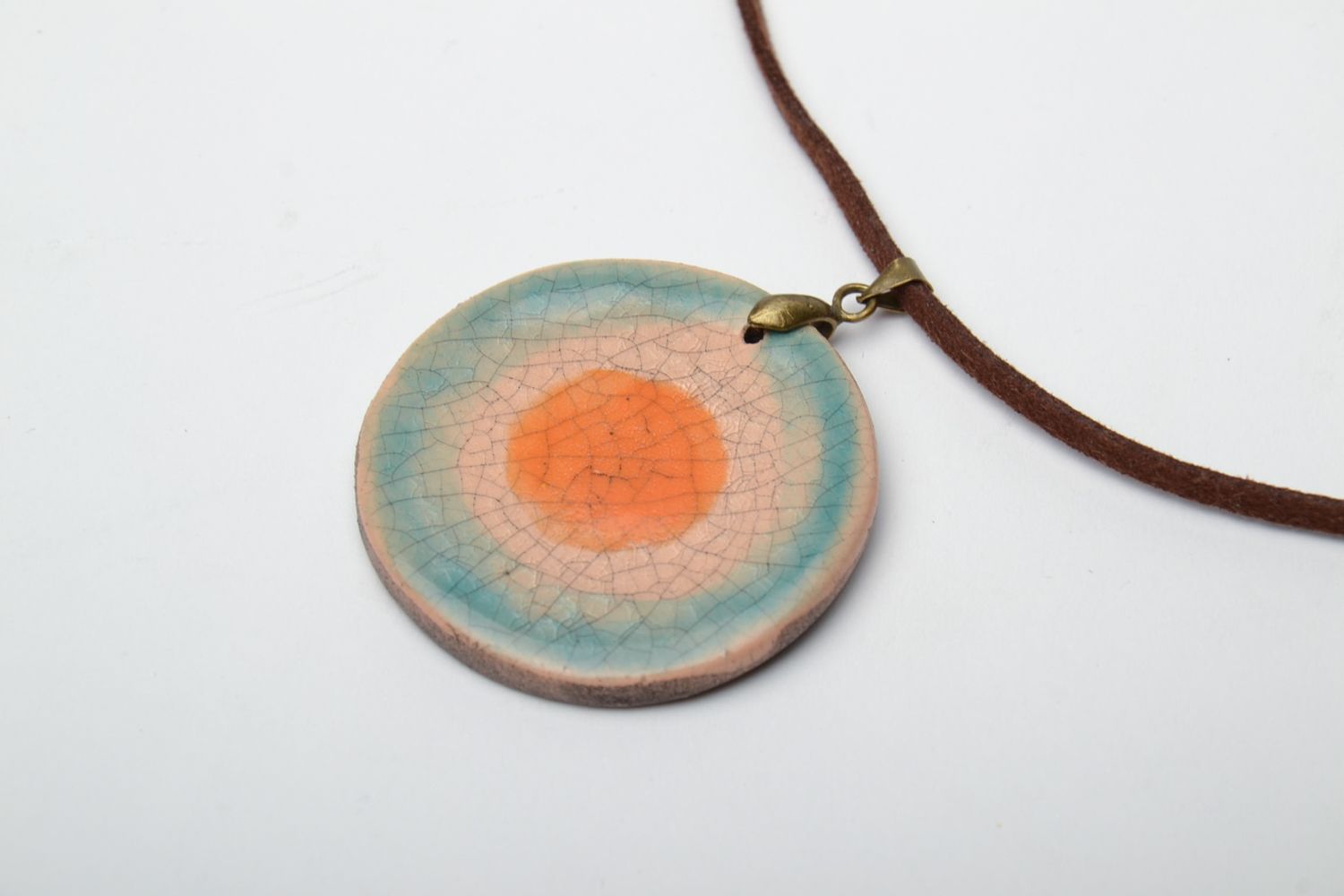 Clay pendant with glaze painting photo 3