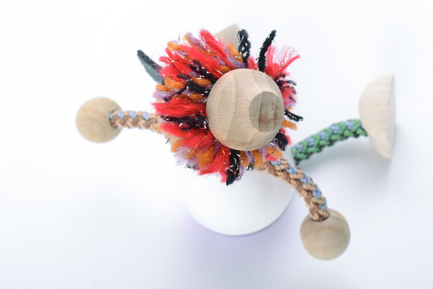 Деревянная игрушка веселый кот ручной работы с росписью детская смешная фото 4