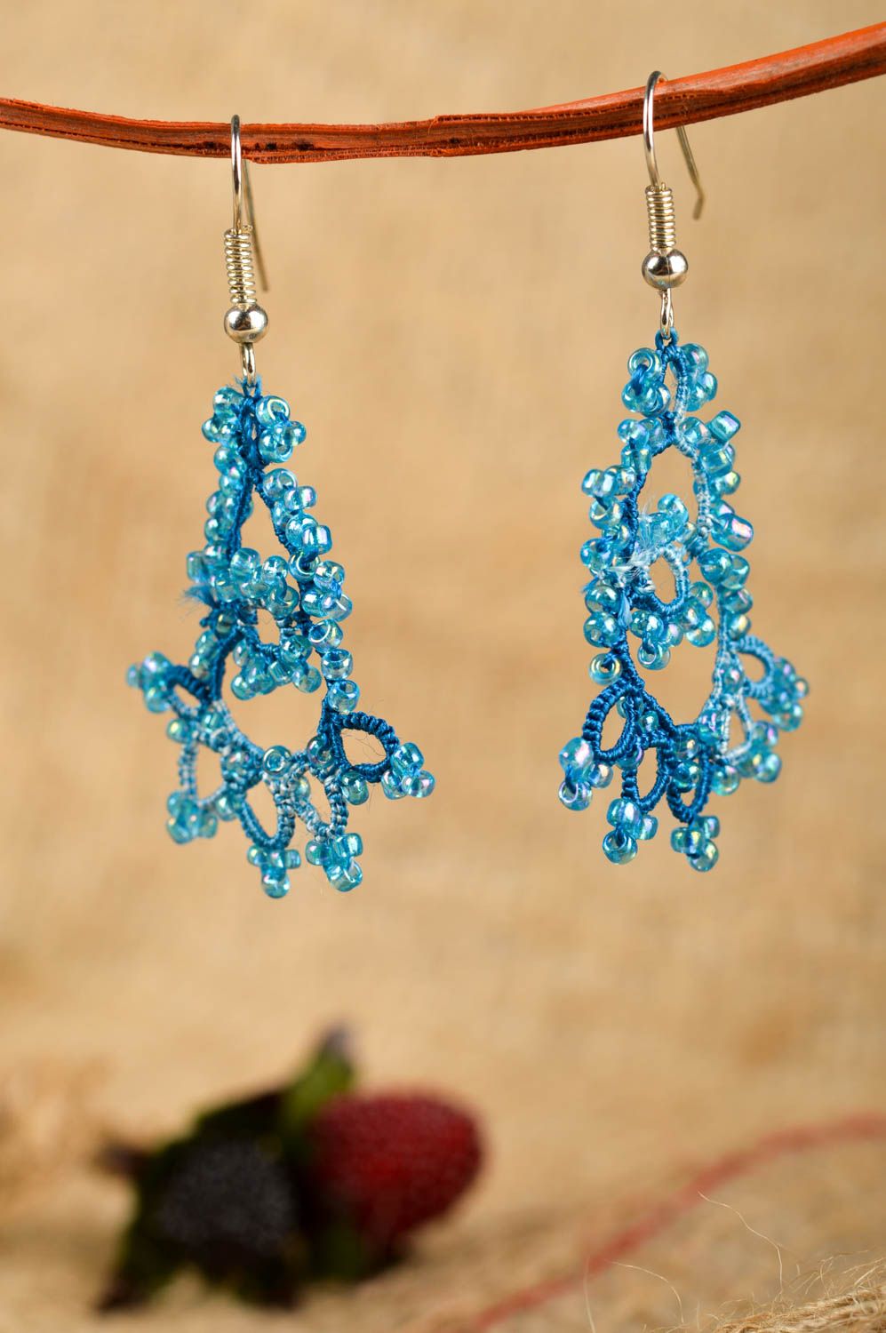Long handmade woven earrings textile earrings fashion accessories for girls photo 1