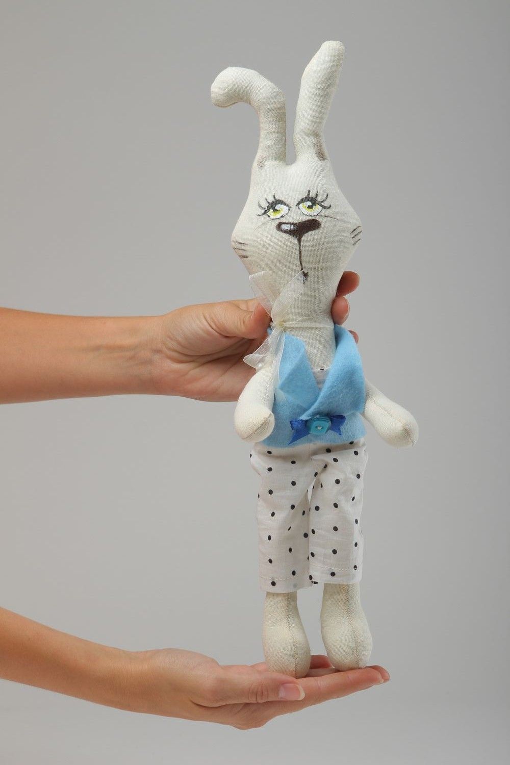 Handmade textile toy interesting unusual doll beautiful designer accessories photo 4
