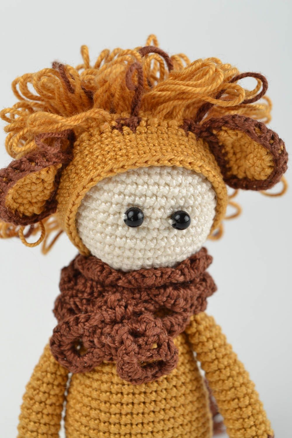 Peluche originale Jouet pour enfant fait main mini lion tricoté Cadeau original photo 4